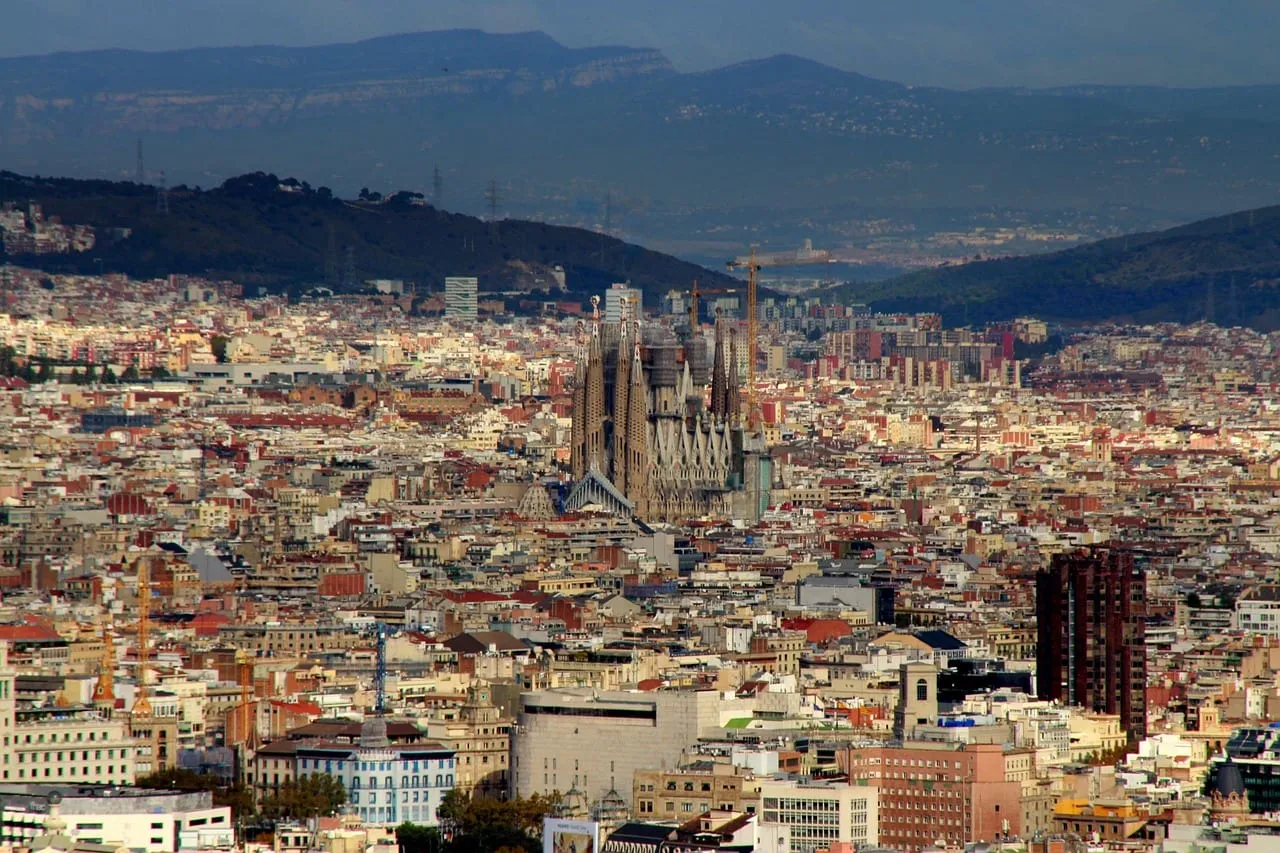 Barcelona from above, with the Sagrada Família rising over the city