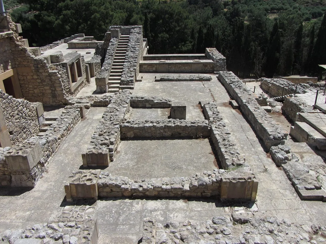 Stone foundations and staircases of the palace ruins