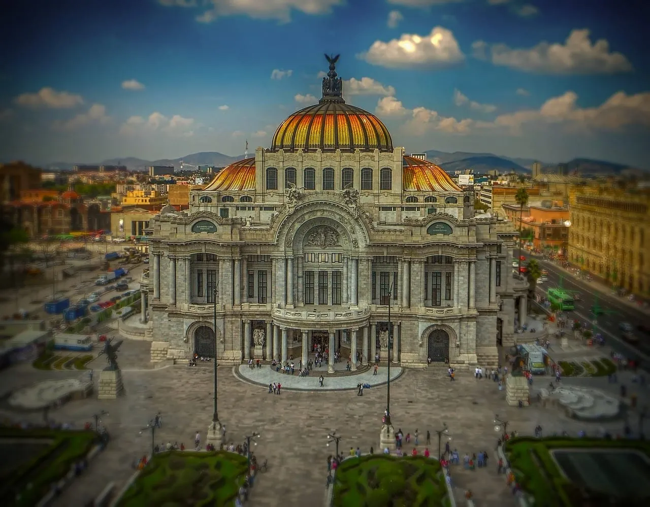 The Palacio de Bellas Artes with its tiled domes