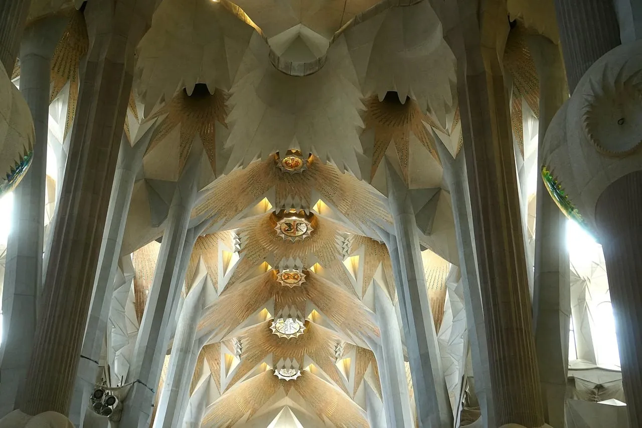 The vaulted ceiling of the Sagrada Família’s nave