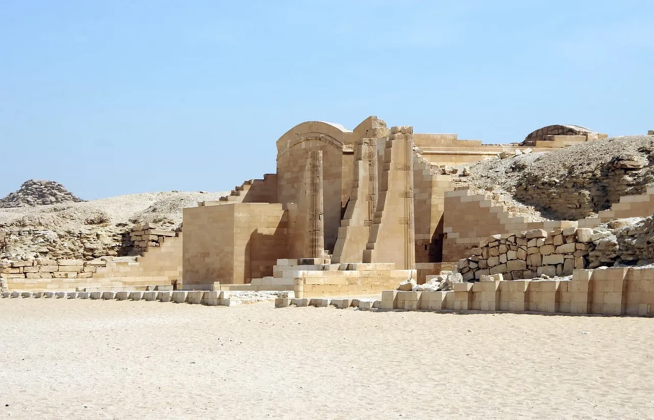 Restored walls and columns of the Djoser funerary complex