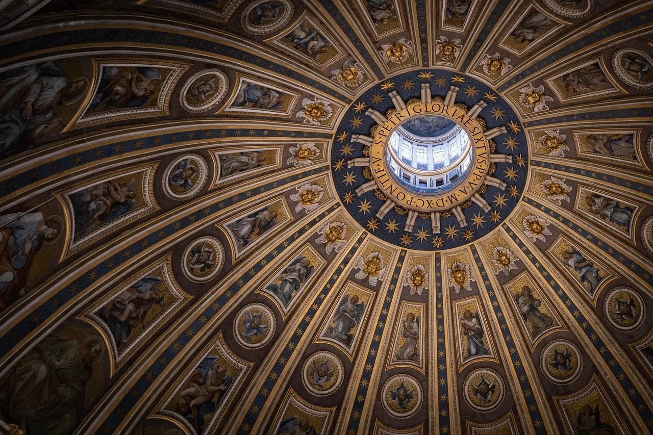 Looking up into the dome of St Peter’s Basilica